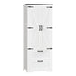USIKEY 66.2" H Storage Cabinet with 2 Drawers, Farmhouse Kitchen Pantry Cabinet with 2 Doors & Adjustable Shelf, for Living Room, Kitchen, White