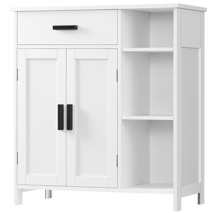 USIKEY Storage Cabinet, Floor Cabinet with Doors and Shelves, Coffee Bar Cabinet with Drawer, Organizer Cabinet for Living Room, Dining Room
