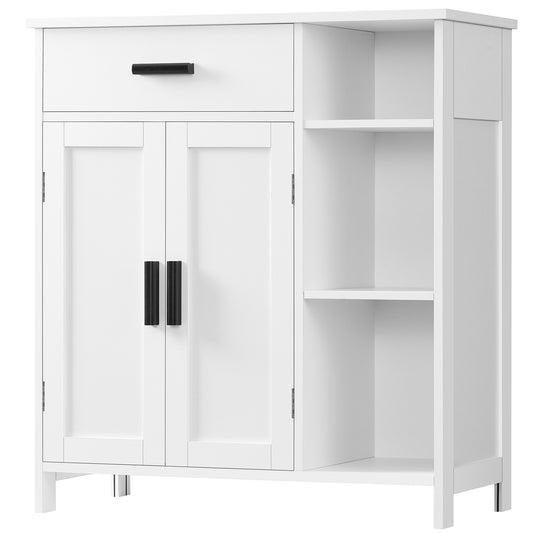 USIKEY Storage Cabinet, Floor Cabinet with Doors and Shelves, Coffee Bar Cabinet with Drawer, Organizer Cabinet for Living Room, Dining Room