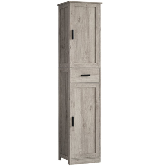 usikey 67“ Tall Bathroom Cabinet, Storage Cabinet with 4 Shelves & 2 Doors, Narrow Storage Cabinet for Bathroom, Living Room, Home Office, Grey