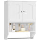 Bathroom Wall Cabinet with Towel Bar, Bathroom Cabinet with Adjustable Shelf, Medicine Cabinet for Laundry Room, Living Room, White