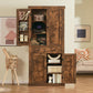 usikey 72?¡À Kitchen Pantry Cabinet, Tall Storage Cabinet with 4 Doors and 1 Drawer, Freestanding Cupboard with 6 Hanging Shelves and Adjustable Shelves for Kitchen, Dining Room,Living Room