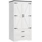 71" Pantry Cabinet, Farmhouse Kitchen Storage Cabinet with 2 Barn Doors & Adjustable Shelves, Kitchen Pantry, Kitchen Cabinet for Dining Room, Home Office, Bathroom, White