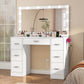 USIKEY Makeup Vanity with Large Mirror and 12 LED Lights, Vanity Desk with 7 Drawers & Charging Station, Makeup Desk Dressing Table