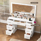 USIKEY Makeup Vanity with Large Mirror and 12 LED Lights, Vanity Desk with 7 Drawers & Charging Station, Makeup Desk Dressing Table