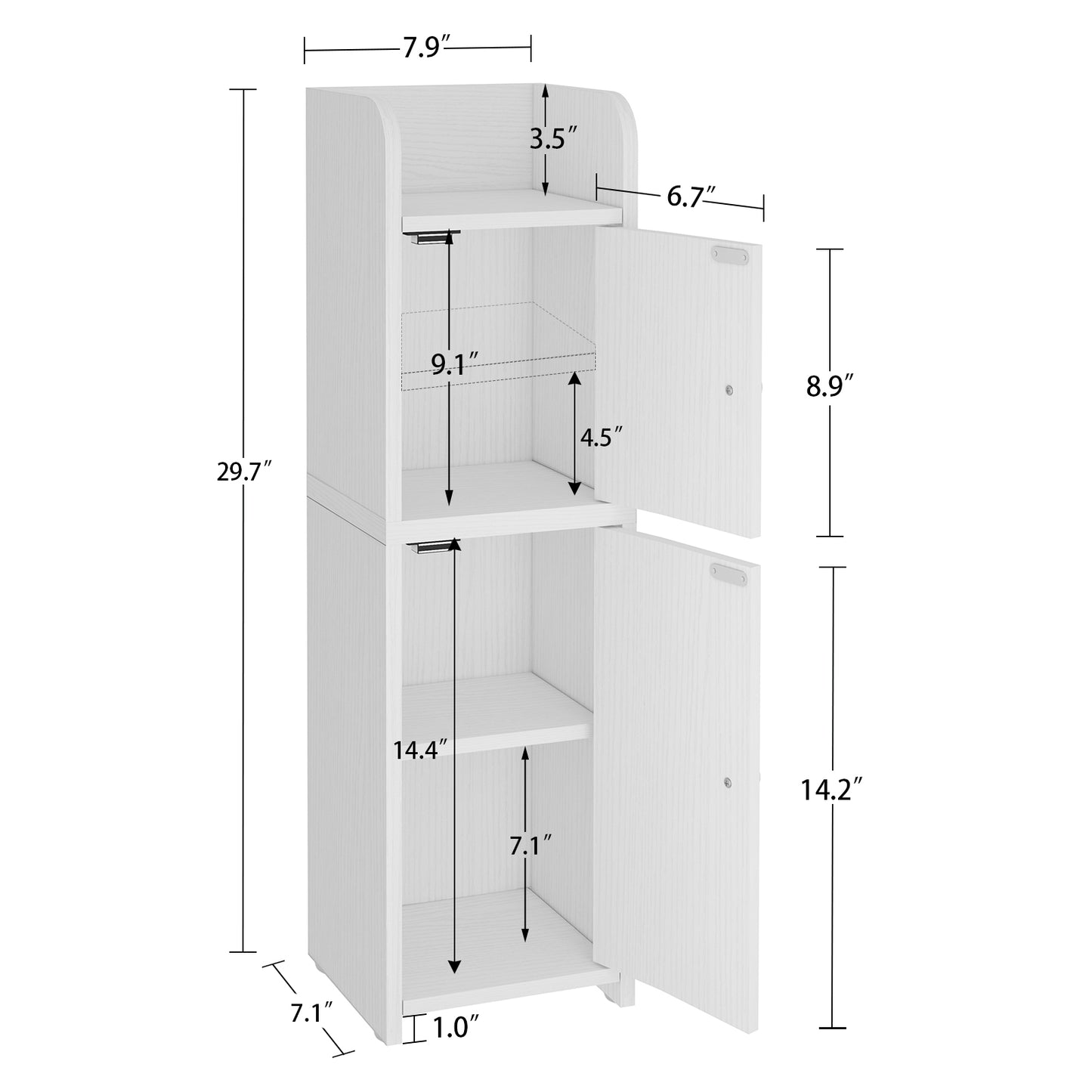 Bathroom Storage Cabinet, Narrow Cabinet with Doors and Adjustable Shelves, Corner Bathroom Cabinet, Bathroom Storage for Small Spaces