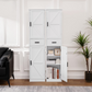 Tall Bathroom Cabinet, Storage Cabinet with 6 Shelves & Drawer, Bathroom Storage Cabinet with Adjustable Shelves, Tall Cabinet for Living Room, Home Office