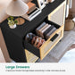 Storage Cabinet with 3 Drawers, Rattan Cabinet with Adjustable Shelf, Accent Cabinet for Living Room, Entryway