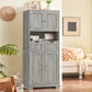 USIKEY Tall Bathroom Storage Cabinet with 2 Drawers & 2 Adjustable Shelves, Bathroom Storage Cabinet with 4 Doors, for Living Room, Entryway