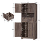 USIKEY Tall Bathroom Storage Cabinet with 2 Drawers & 2 Adjustable Shelves, Bathroom Storage Cabinet with 4 Doors, for Living Room, Entryway