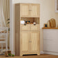 USIKEY Tall Bathroom Storage Cabinet with 2 Drawers & 2 Adjustable Shelves, Bathroom Storage Cabinet with 4 Doors, for Living Room, Entryway