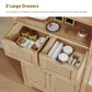 USIKEY Tall Bathroom Storage Cabinet with 2 Drawers & 2 Adjustable Shelves, Bathroom Storage Cabinet with 4 Doors, for Living Room, Entryway