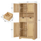USIKEY Tall Bathroom Storage Cabinet with 2 Drawers & 2 Adjustable Shelves, Bathroom Storage Cabinet with 4 Doors, for Living Room, Entryway