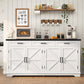 USIKEY Buffet Cabinet, 63” Large Sideboard Buffet Storage Cabinet with 3 Drawers, Farmhouse Coffee Bar with 4 Doors for Kitchen, Living Room