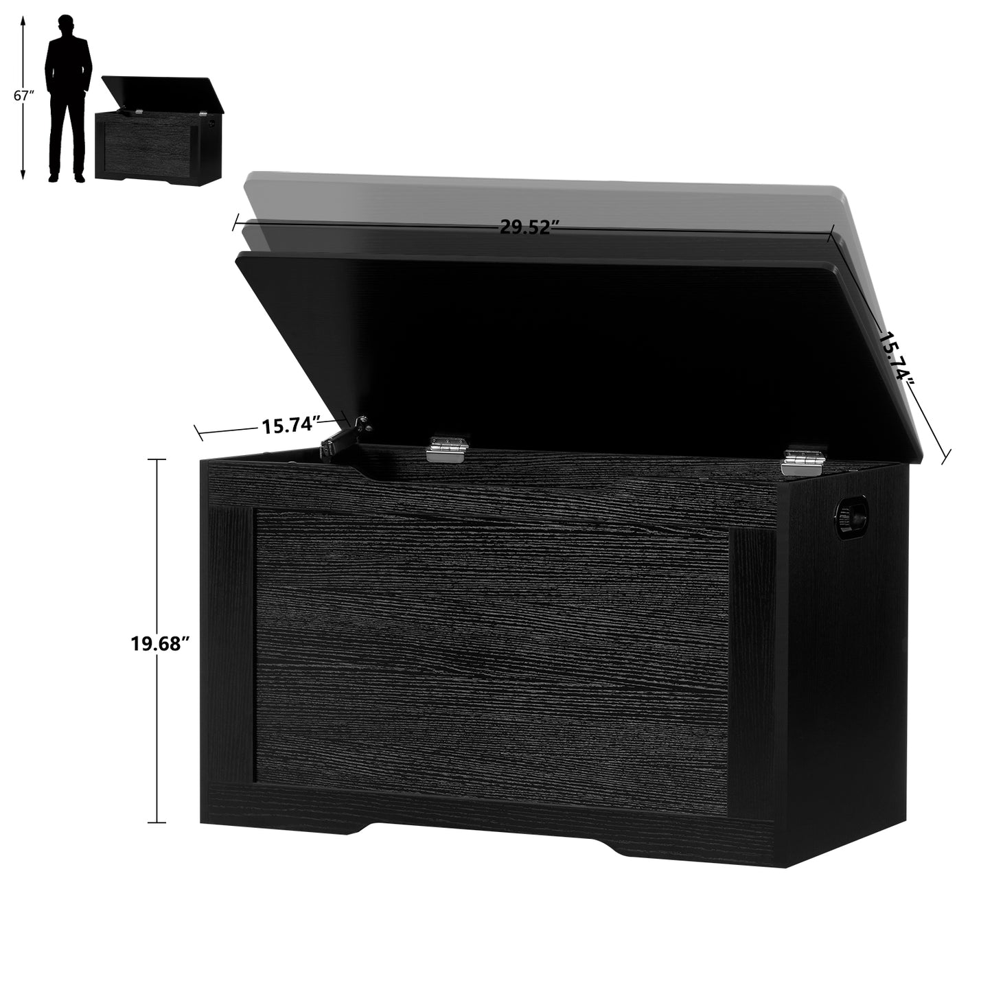 USIKEY 29.5" Storage Chest, Storage Bench with Storage