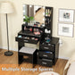 USIKEY Large Vanity Table Set with Lighted Mirror & Charging Station