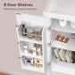 usikey 72?¡À Kitchen Pantry Cabinet, Tall Storage Cabinet with 4 Doors and 1 Drawer, Freestanding Cupboard with 6 Hanging Shelves and Adjustable Shelves for Kitchen, Dining Room,Living Room