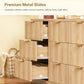 Usikey Fluted Dresser with 9 Drawers 63'' Wide Modern Dressers with Wood Chests of Drawers with Gold Handle &  Natural Wood TV Dresser for Bedroom