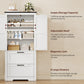 USIKEY 50.4" H Farmhouse Storage Cabinet, Bathroom Storage Cabinet with with 2 Doors & Drawers and Adjustable Shelf, for Bathroom, Living Room, White