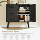 USIKEY Storage Cabinet with Rattan Door & 3 Drawers, Entryway Cabinet with Adjustable Shelf, Accent Cabinet for Living Room