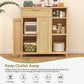 USIKEY Storage Cabinet, Floor Cabinet with Doors and Shelves, Coffee Bar Cabinet with Drawer, Organizer Cabinet for Living Room, Dining Room