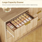 Usikey Fluted Dresser with 9 Drawers 63'' Wide Modern Dressers with Wood Chests of Drawers with Gold Handle &  Natural Wood TV Dresser for Bedroom