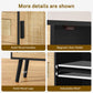 USIKEY Storage Cabinet with Rattan Door & 3 Drawers, Entryway Cabinet with Adjustable Shelf, Accent Cabinet for Living Room