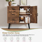 USIKEY Storage Cabinet with Rattan Door & 3 Drawers, Entryway Cabinet with Adjustable Shelf, Accent Cabinet for Living Room