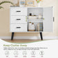 USIKEY Storage Cabinet with Rattan Door & 3 Drawers, Entryway Cabinet with Adjustable Shelf, Accent Cabinet for Living Room