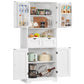 Usikey Kitchen Pantry Cabinet with Adjustable Shelf, Tall Storage Cabinet with 2 Drawers & 4 Door Shelves, Pantry Cabinets for Dining Room, White