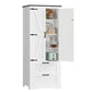 USIKEY 66.2" H Storage Cabinet with 2 Drawers, Farmhouse Kitchen Pantry Cabinet with 2 Doors & Adjustable Shelf, for Living Room, Kitchen, White
