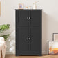 USIKEY Storage Cabinet, Bathroom Cabinet with 4 Doors & Adjustable Shelf, Bathroom Floor Cabinet for Living Room, Entryway, Home Office