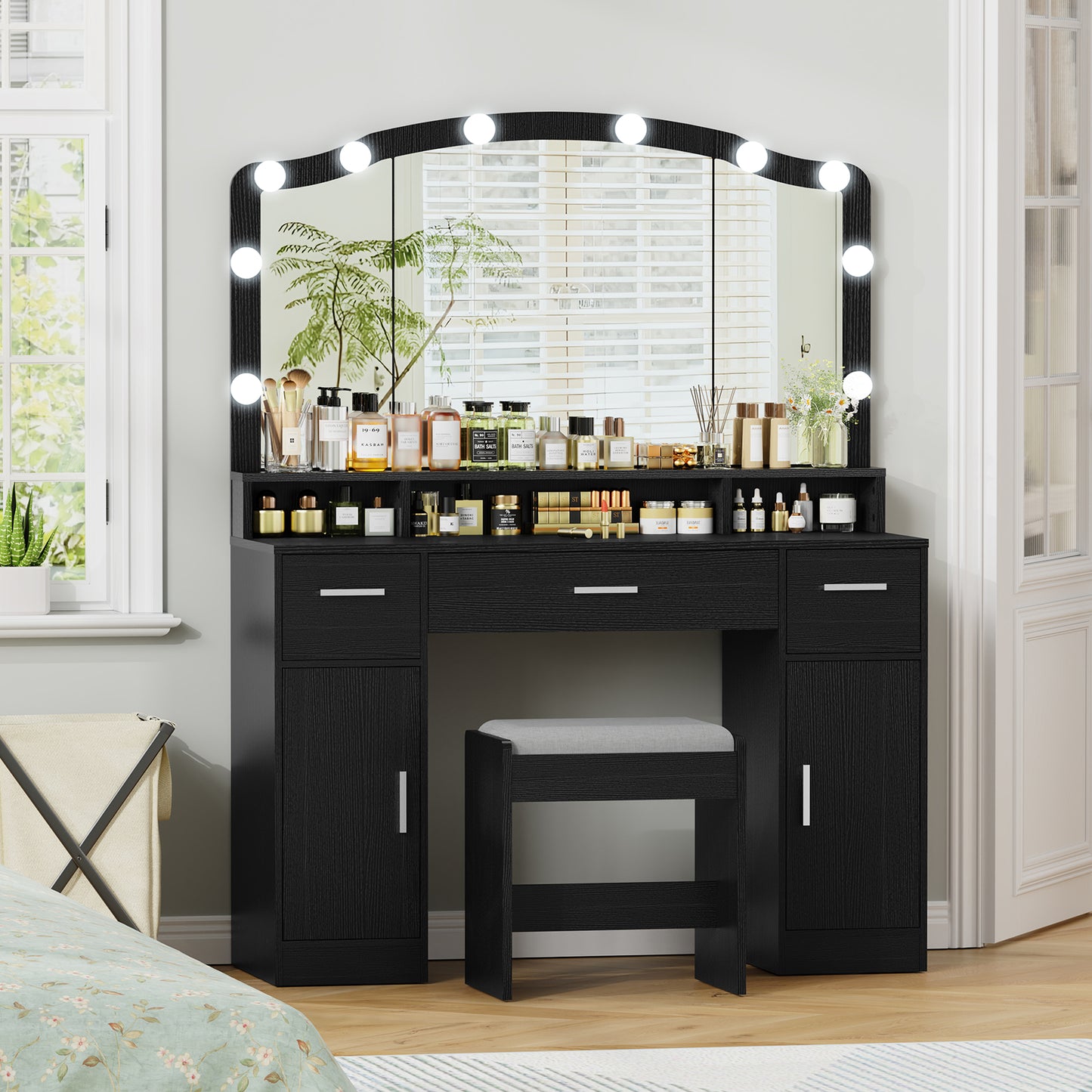 USIKEY Large Vanity Set with Large Lighted Mirror
