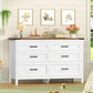 USIKEY Farmhouse 6 Drawer Dresser for Bedroom, 47.2'' Wide Wood Chest of Drawers , Dresser for Closet, Bedroom Dresser for Living Room, White