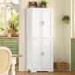 USIKEY 67” Storage Cabinet, Kitchen Pantry Cabinet with 4 Doors and Adjustable Shelves, Cupboard, Tall Bathroom Cabinets for Living Room, White