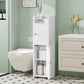 USIKEY Bathroom Storage Cabinet, Narrow Cabinet with Doors and Adjustable Shelves, Corner Bathroom Cabinet, Bathroom Storage for Small Spaces