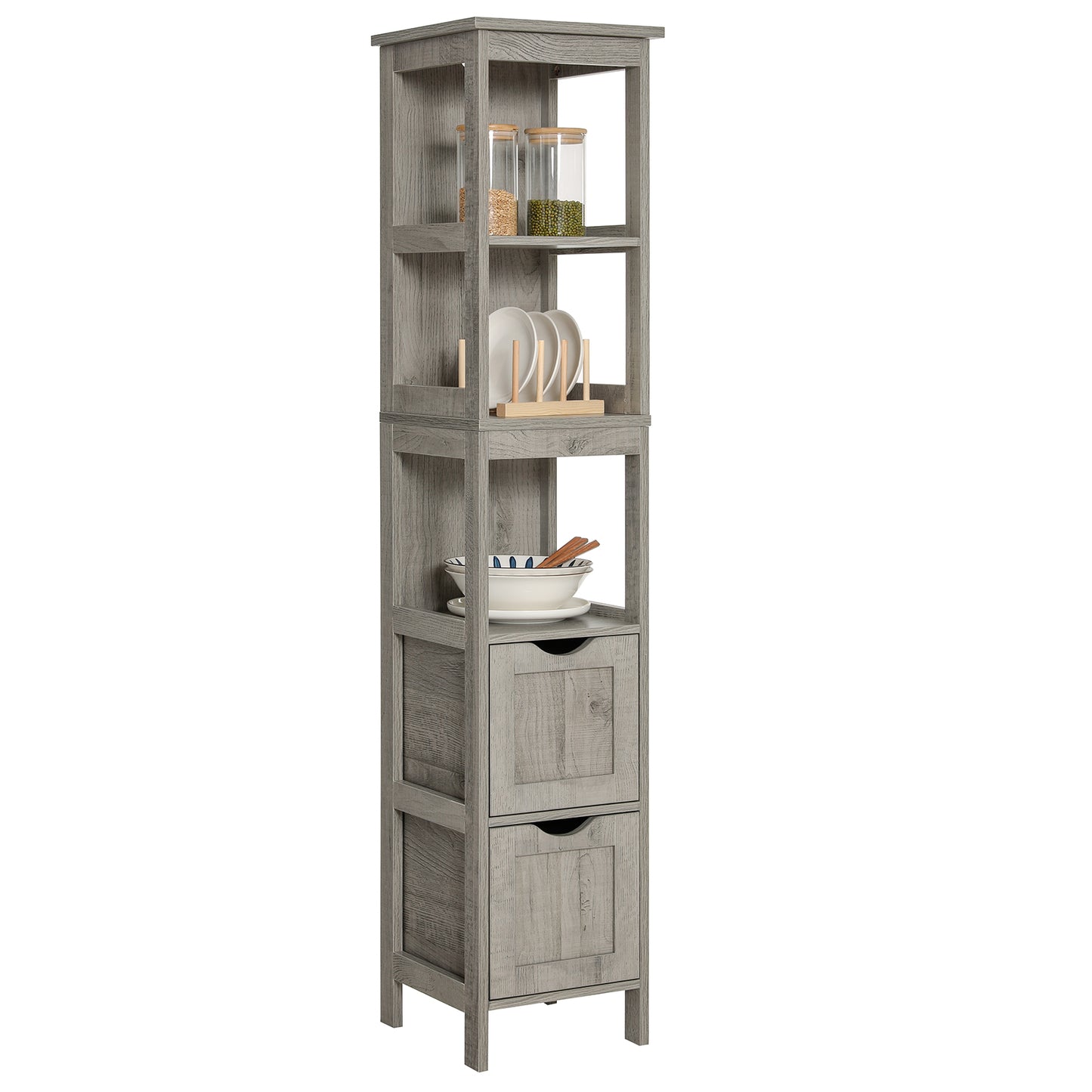 USIKEY 55.7" Storage Cabinet with 2 Drawers