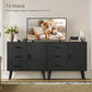 USIKEY Storage Cabinet with Rattan Door & 3 Drawers, Entryway Cabinet with Adjustable Shelf, Accent Cabinet for Living Room
