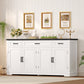 usikey 63” Large Buffet Cabinet with 4 Doors and 3 Drawers, Buffet Sideboard Cabinet with Storage and 2 Adjustable Shelves, Coffee Bar, Wine Bar for Living Room, White