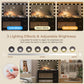USIKEY 47.2" Large Vanity Desk with Lighted Mirror, 14 Lights, Makeup Vanity Table with 5 Large Drawers & Charging Station