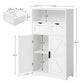 USIKEY Farmhouse Storage Cabinets, Kitchen Storage Cabinet with 2 Adjustable Drawers & Shelf, Floor Cabinet, for Living Room, Home Office, Kitchen