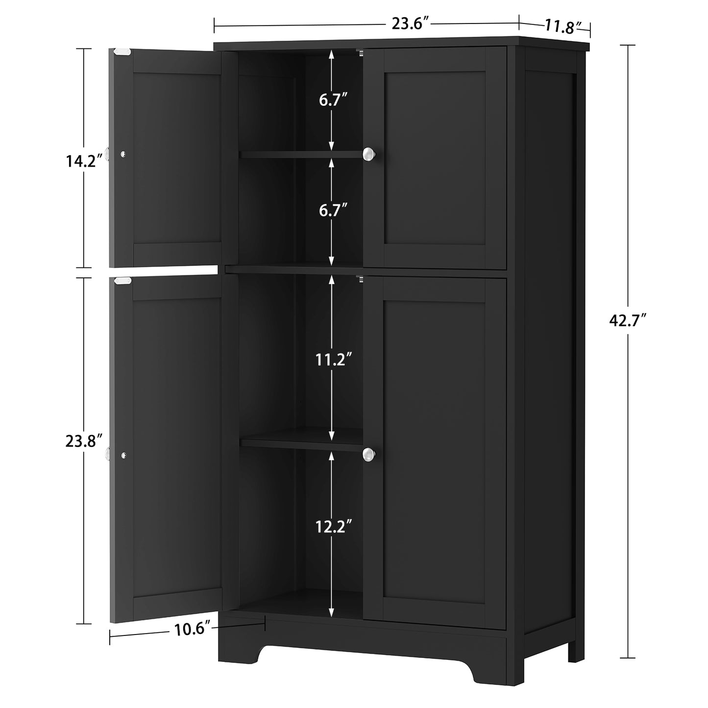 Storage Cabinet, Bathroom Cabinet with 4 Doors & Adjustable Shelf, Cupboard, Bathroom Floor Cabinet for Living Room, Entryway, Home Office, Grey