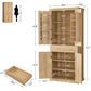 usikey 72?¡À Kitchen Pantry Cabinet, Tall Storage Cabinet with 4 Doors and 1 Drawer, Freestanding Cupboard with 6 Hanging Shelves and Adjustable Shelves for Kitchen, Dining Room,Living Room