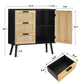 Storage Cabinet with 3 Drawers, Rattan Cabinet with Adjustable Shelf, Accent Cabinet for Living Room, Entryway