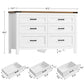 USIKEY Farmhouse 6 Drawer Dresser for Bedroom, 47.2'' Wide Wood Chest of Drawers , Dresser for Closet, Bedroom Dresser for Living Room, White