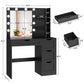 usikey Makeup Vanity Desk with Mirror and 10 LED Lights, Makeup Vanity Table with 4 Drawers, Vanity Desk Dressing Table with 2 Storage Shelves, 3 Color Modes Adjustable Brightness for Bedroom