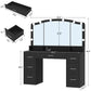 usikey 43.3" Vanity Desk with Large Lighted Mirror, Makeup Vanity Table with 7 Drawers & 10 Lights Bulbs, 3 Lighting Colors, Make Vanity Desk, Vanity Table for Women Girls