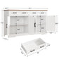 USIKEY 55" Large Sideboard Buffet Cabinet with 4 Doors  and 2 Drawers, Modern Coffee Bar with Adjustable Shelves for Kitchen, Dining Room, White