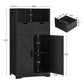 USIKEY Storage Cabinet with 2 Adjustable Drawers & 2 Barn Doors, Standing Cupboard with 2 Shelf, Floor Cabinet for Living Room, Home Office, Kitchen