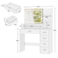 USIKEY Makeup Vanity Desk with LIighted Mirror, Vanity Desk with 5 Drawers, 3 Color Modes & Adjustable Brightness Dressing Table, Bedroom ﻿